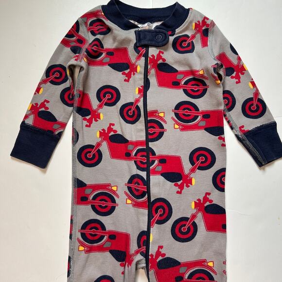 Hanna Andersson Gray Motorcycle Pajamas - Snug-Fit Zip Sleeper - Size 60 (3-6M) - Picture 2 of 4
